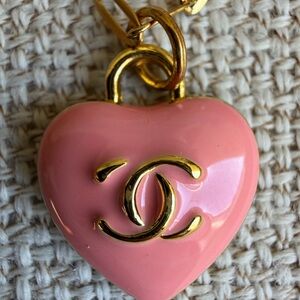 Pink Heart Upcycled charm Necklace